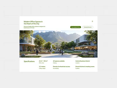 Office spaces hero section design hero section illustration office real estate ui