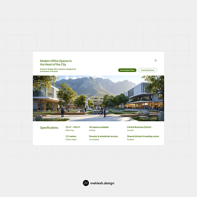 Office spaces hero section design hero section illustration office real estate ui