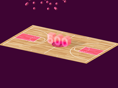 Thank you 500 followers! 3d 500 animation basketball court basketballs dribbble followers motion graphics physics spline