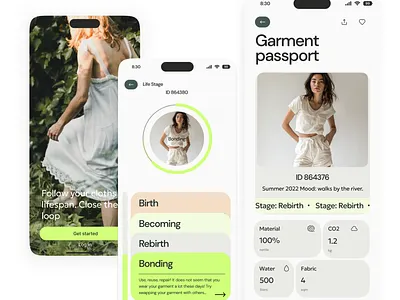 Circular Fashion App - Farm-to-Closet Concept app branding fashion ui ux