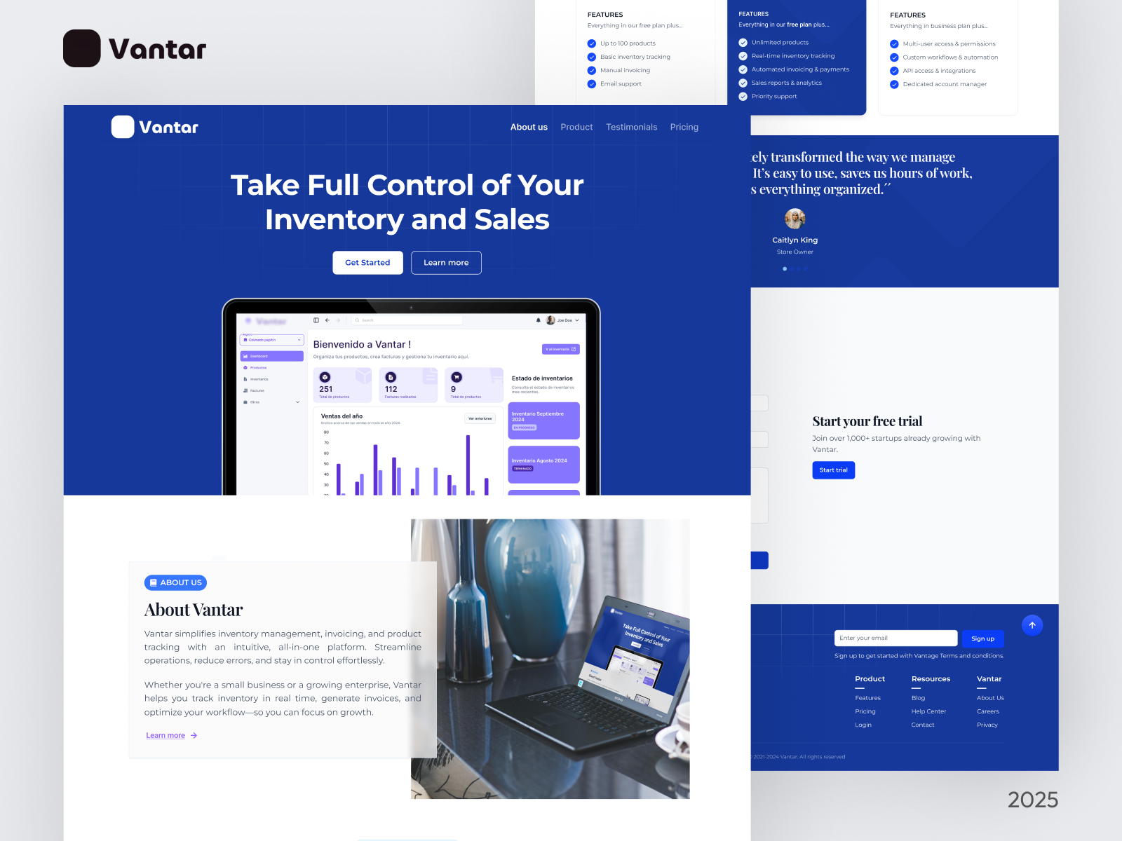 Vantar - A Seamless Inventory and Billing Experience branding design figma inventory landing landing page ui vantar website
