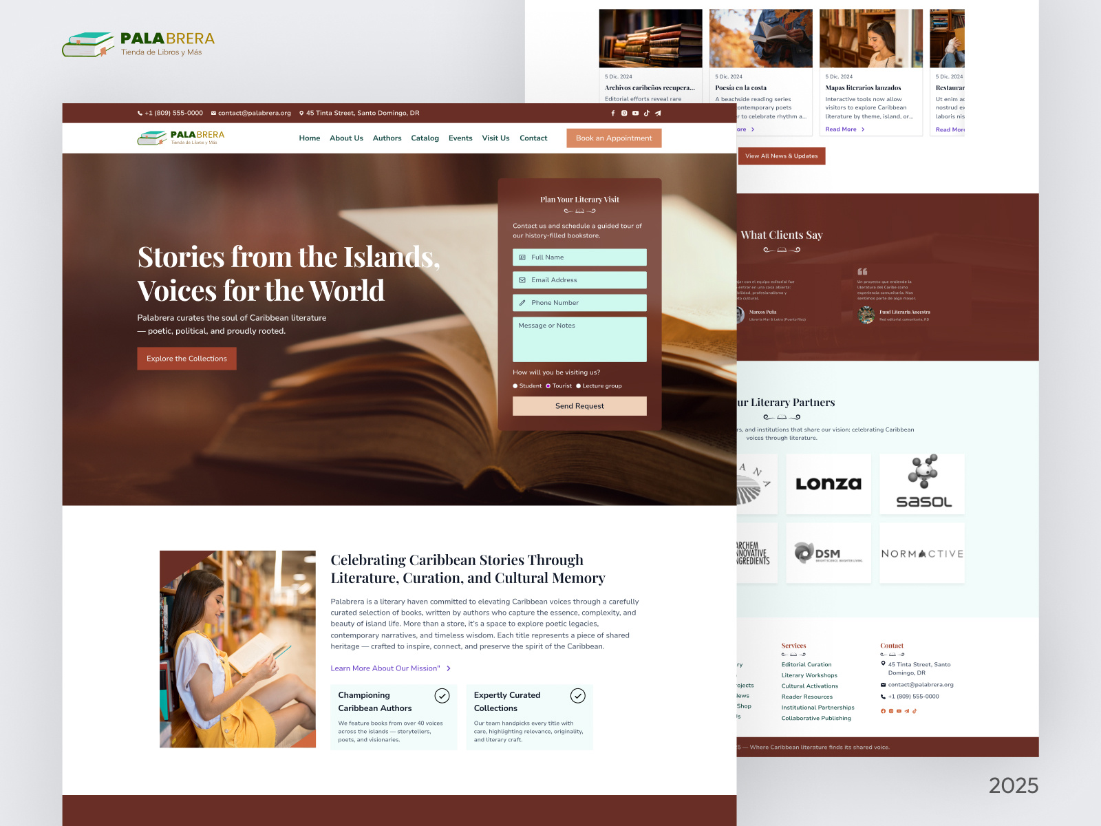 Palabrera - Caribbean Literary Platform & Visual Identity books branding design editorial figma landing landing page website