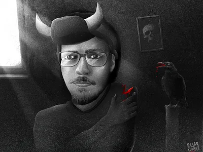 Deathroom #1 black crow dark darkart death picasso skull