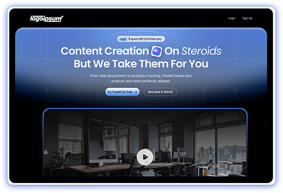 Content creation agency website. 3d animation branding graphic design logo motion graphics ui