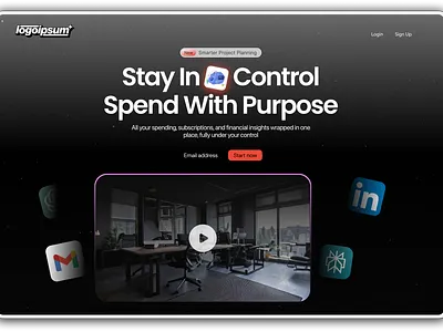Hero section emphasizing control. 3d animation branding graphic design logo motion graphics ui