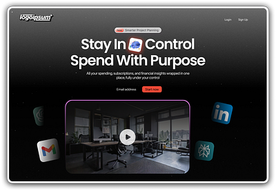 Hero section emphasizing control. 3d animation branding graphic design logo motion graphics ui