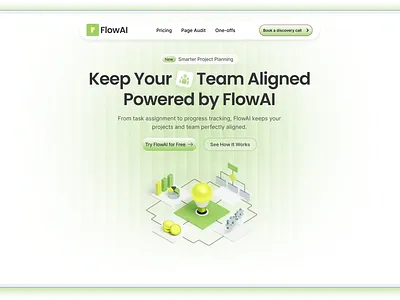 AI-powered team management site hero section. 3d animation branding graphic design logo motion graphics ui