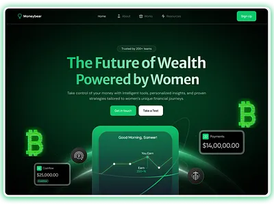 Monebear Bank hero section. 3d animation graphic design motion graphics ui