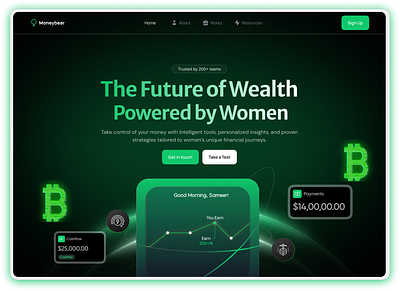 Monebear Bank hero section. 3d animation graphic design motion graphics ui