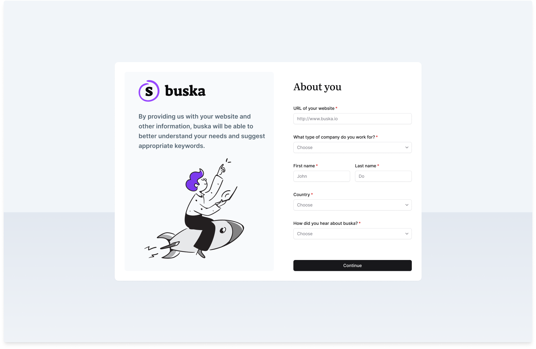 Example of buska onboarding