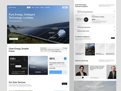 Solvanta — Modern Solar Energy Solutions company profile corporate website green energy industry landing page minimalist profetional solar solar cel solar panel sustainability product sustainbility landing page sustainbility website ui ux webdesign wind turbine
