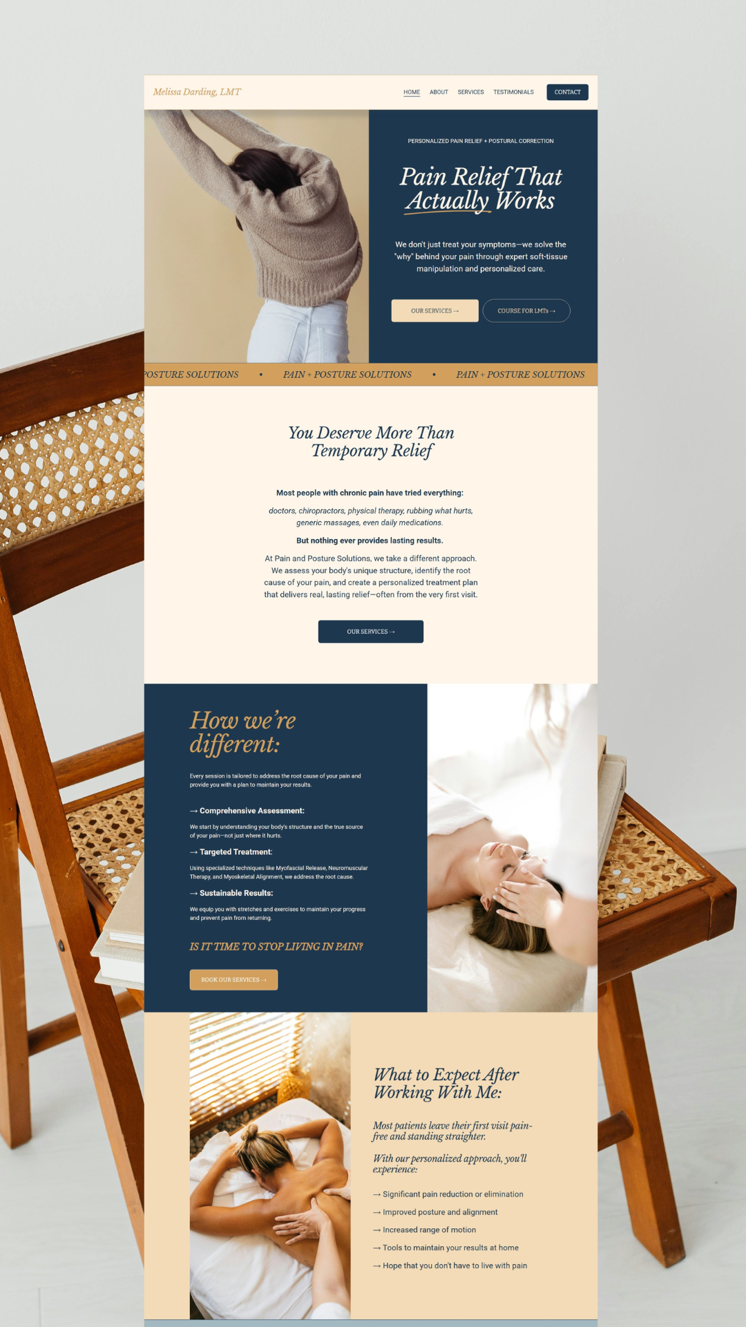 Squarespace website for a Massage Therapist (LMT) Client Project branding branding colors health massage therapist online courses sales page squarespace web design website website template