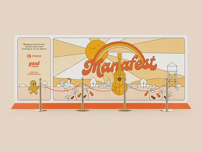Manafest Red Carpet backdrop branding campaign conference design event festival fitzgerald georgia identity orange peanut print red carpet retro step and repeat tradeshow vintage