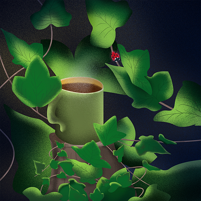 Coffee break in nature adobe artwork behance brush coffee digitalart drawing dribbble graphicdesign green illustration illustrator nature visualart