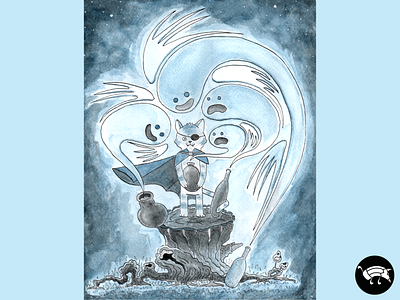 Halloween party cat creepy ghosts halloween hand drawn handmade haunted illustration inks magic pencildog scary spirit trunk watercolors