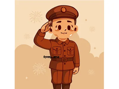 Cartoon Boy in Uniform Saluting america american army celebration day event flag freedom greeting heroes honor memorial memories military patriotism proud remember state us usa