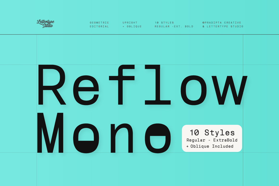 Reflow Mono - Monospace Font branding clean corporate design system display editorial elegant fashion fixedwidth geometric grid layout luxury magazine minimal modern monospace professional sans serif typography