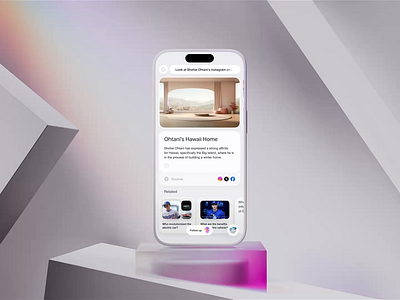 Natural AI tray design in action 3d ai animation flow iphone iphone17 mockup motion graphics natural phone pink search tray ui voice