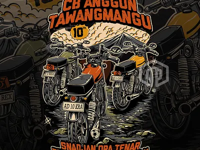 1 DECADE - CB ANGGUN TAWANGMANGU (Order by Client) artwork branding commissionwork design hondacb illustration illustrator merchandise motocycle outdoorapparel tshirt tshirtdesign