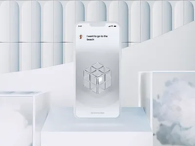 3D angle for vague query 3d angle asset branding clean cloud generative interface motion graphics natural query simple slider swiping ui ux vague white