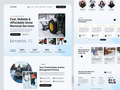 Snow Removal Services Website blue website branding business website design emergency services homepage illustration landing landing page removal snow snow removal snow remove snow remove service ui uiux web design website winter services winter website