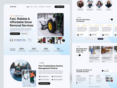 Snow Removal Services Website blue website branding business website design emergency services homepage illustration landing landing page removal snow snow removal snow remove snow remove service ui uiux web design website winter services winter website