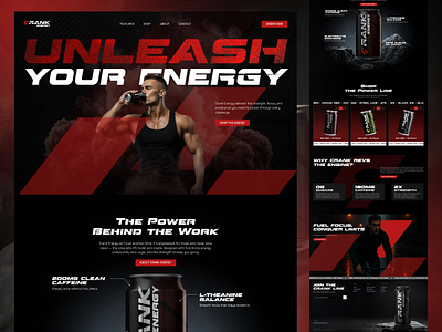 Crank - Bold Masculine Energy Drink Ecommerce Website UI Design awwwards branded branding company profile dark website ecommerce energy drink landing page landing page design luxury minimalist modern sports sporty ui ux web design website website design website desinger