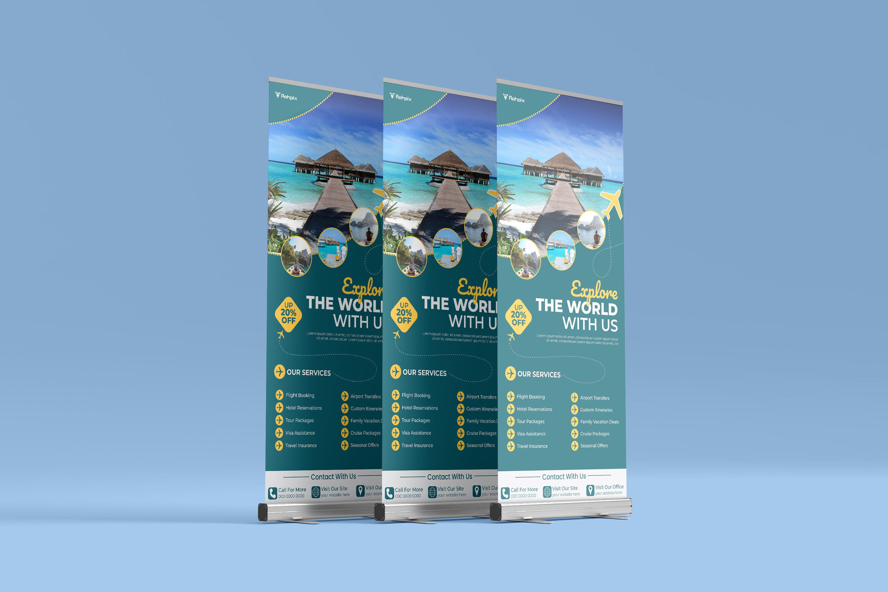 creative modern travel agency rollup banner design advertising banner agency banner banner design branding display business banner clean layout corporate banner event banner exhibition design marketing banner minimal design modern banner poster stand product banner promotion banner roll up banner stand banner trade show banner travel banner vertical banner