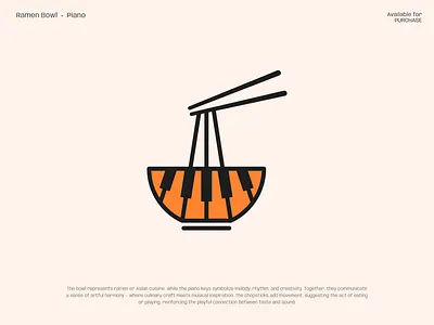 Ramen Bowl + Piano Logo Design Concept asian food best logo best logo designer branding chinese food chinese food logo creative logo food logo logo logo design music logo music with food logo piano logo ramen logo