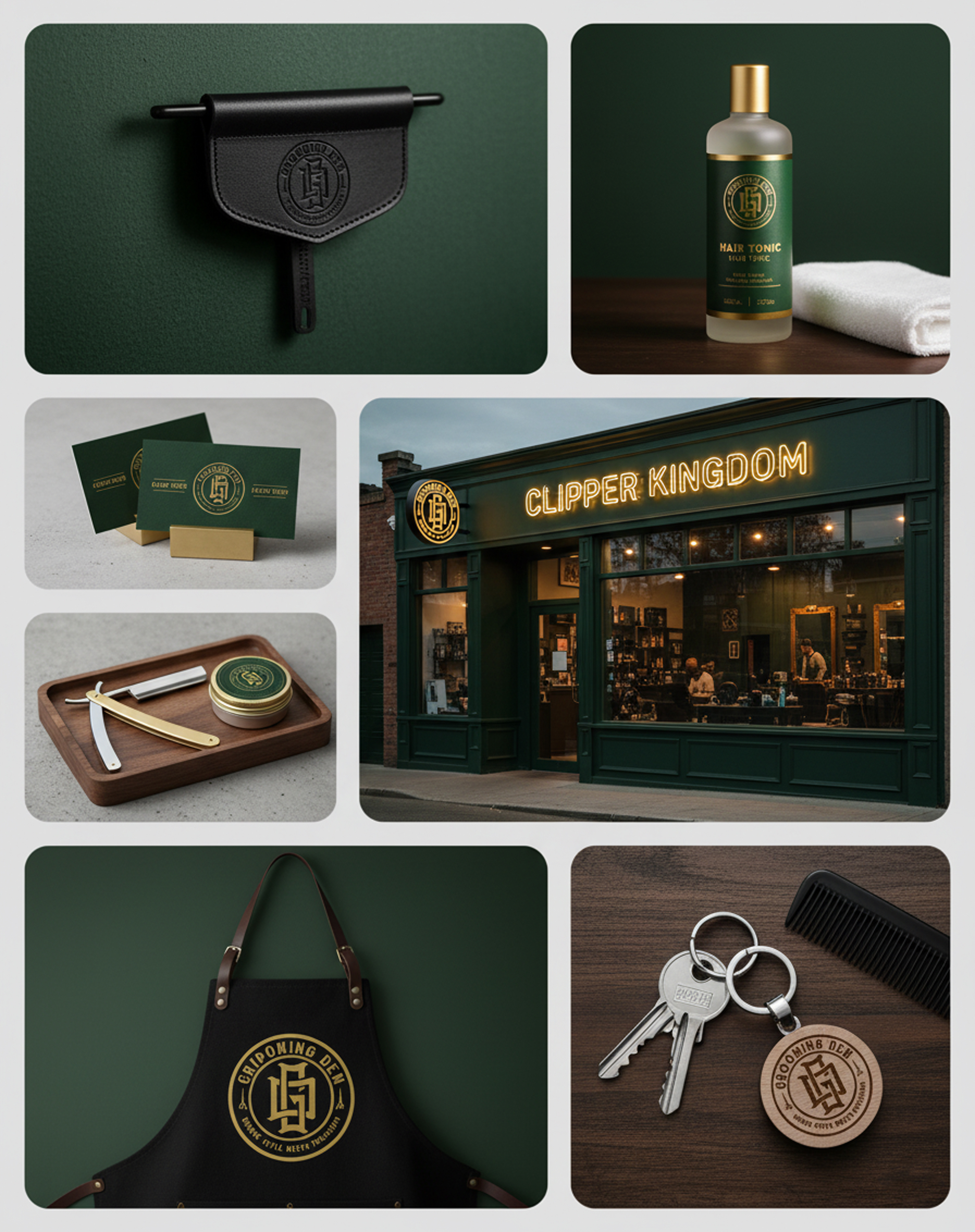 Grooming Den - Brand Identity System barber barberlogo barbershop brandidentity branding emblem graphicdesign grooming identity logo logodesign logotype monogram vintage visualidentity