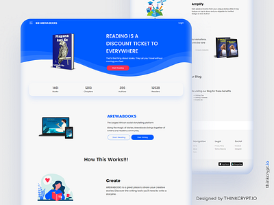 Arewabooks Landing Page - thinkcrypt.io branding digitaldesign figma landingpage mern mernstack mongodb nestjs nodejs react responsivewebsites socialreading ui ux uxdesign webdesign