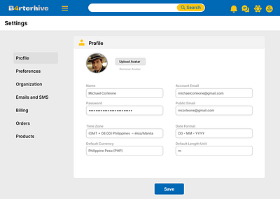 Settings design ui