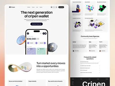 Cripen crypto wallet landing page app crypto wallet finance fintech landing page modern saas technology ui web design web3 website