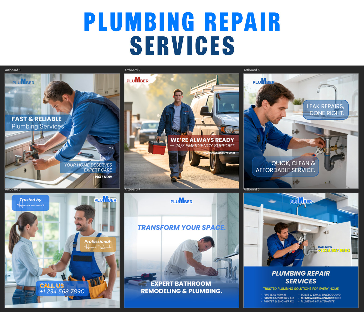 Plumbing repair social media post design brand identity branding clean colorful design graphic design minimal modern plumber social media plumbing post design professional social media post trendy design unique
