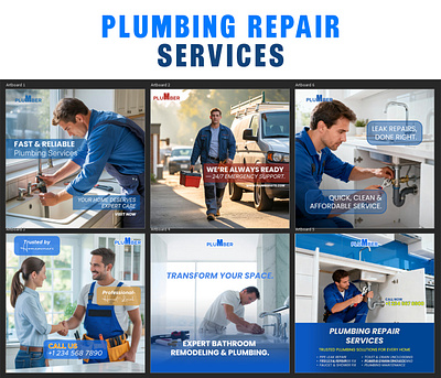 Plumbing repair social media post design brand identity branding clean colorful design graphic design minimal modern plumber social media plumbing post design professional social media post trendy design unique
