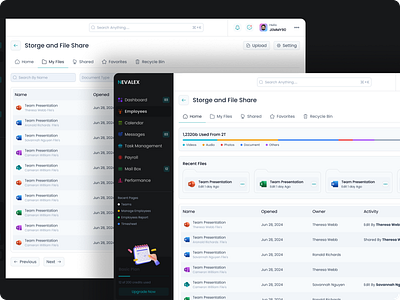 File Management Dashboard - Storage & File Share UI admin panel animation branding clean ui dark mode dashboard figma file management graphic design logo minimal modern design motion graphics saas storage ui ui design ux design web app web design