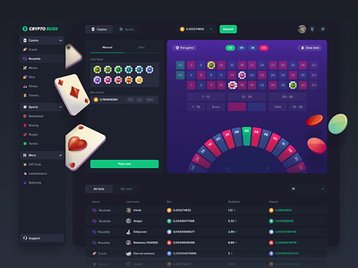 Casino - Game in Roulette cards casino casino design casino game chips crash design crypto casino dice gambling gambling ui game game interface illustration mines nft game roulette slots ui ux web design