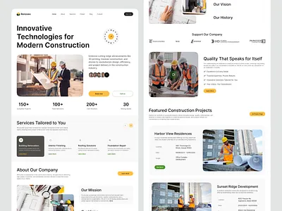 Construction Company Website – Modern, Clean & Impactful Design interface product service startup ui ux web