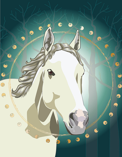 JHoff River in the Woods art design forest graphic design horse illustration