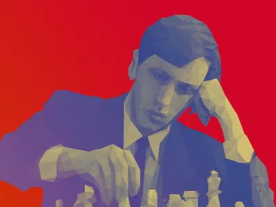 Bobby Fischer - US Chess Grandmaster chess flat illustration lowpoly portrait vector