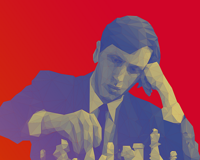 Bobby Fischer - US Chess Grandmaster chess flat illustration lowpoly portrait vector