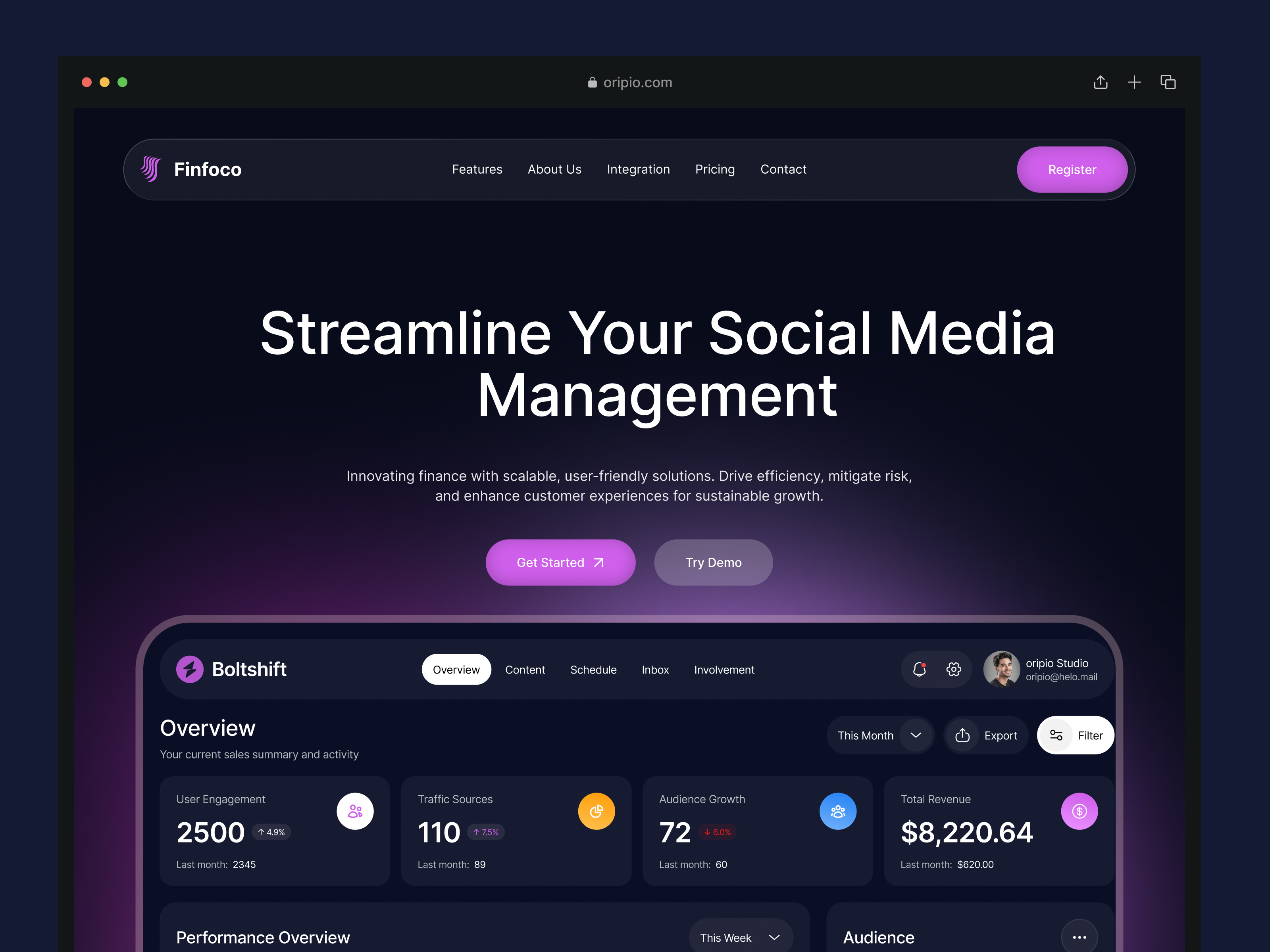 Example of Saas Landing Page 