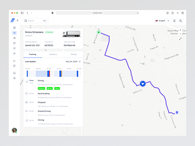 Drivex - Vehicle Tracking Dashboard admin panel clean design dashboard design desktop maps minimalist modern design saas tracking transportation truck ui uidesign uiux ux uxdesign vehicle tracking web design website