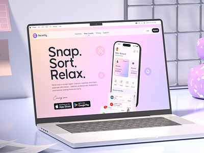 Receipt Management App Landing page ai app app clean ui design design system digital product figma fintech landing page minimal design modern web portfolio product design ui ui design uiux user interface ux visual design web design