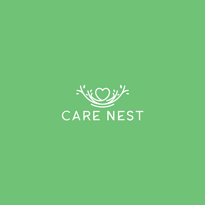 CARE NEST: Minimal Line Art Logo with Heart brand identity branding care care nest design design logo flat graphic design illustration logo logo design logos logotype minimal minimalist nest timeless ui unique