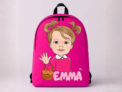 Cute Girl Cartoon Portrait | School Accessory Gift for Children cartoon cartoon art cartoon portrait child children portrait gift graphic design illustration portrait school school bag