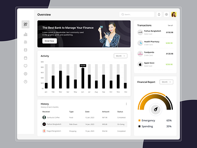 Finance Management Dashboard account balance banking chart dashboard dashboard design finance fintech investment management marketing minimal money personal statistics ui design ui ux design ux design web design