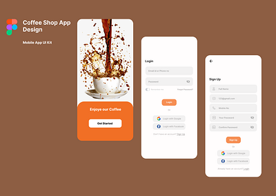 Coffee Shop Mobile App app branding figma graphic design logo mob app ui ui trends uiux uiux design ux ux trends web page website