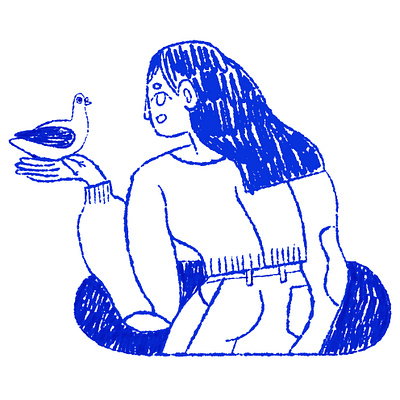 Always thinking about birds character female illustration illustrator scene texture