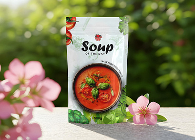 Soup Pouch Label and Packaging Design branding design foodpackaging graphic design label labeldesign packaging packging pouch productdesign